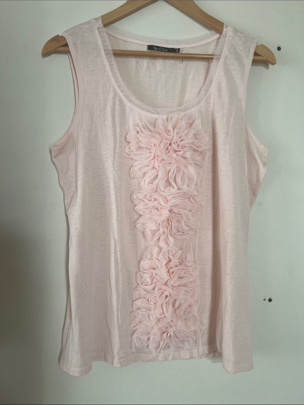NIC+ZOE Light Pink Ruffle-Trim Tank Top